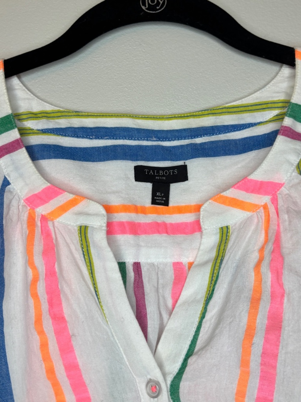 Talbots Neon Multi-Stripe Button Front Tunic - Picture 4 of 8